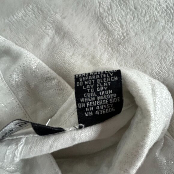 Rgl New York Womens White Shimmer Linen Cropped Button-Up Blazer Jacket Medium - Picture 4 of 7